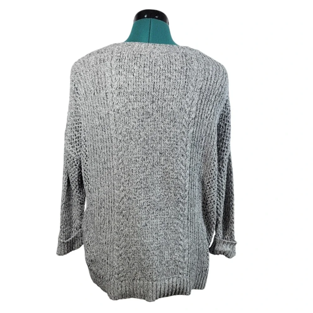 Madewell Sweater Womens L Grey Cotton‎ Blend Cable Knit Mixed Stitch Classic